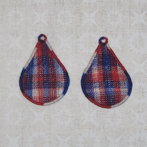Red White and Blue Plaid Teardrop