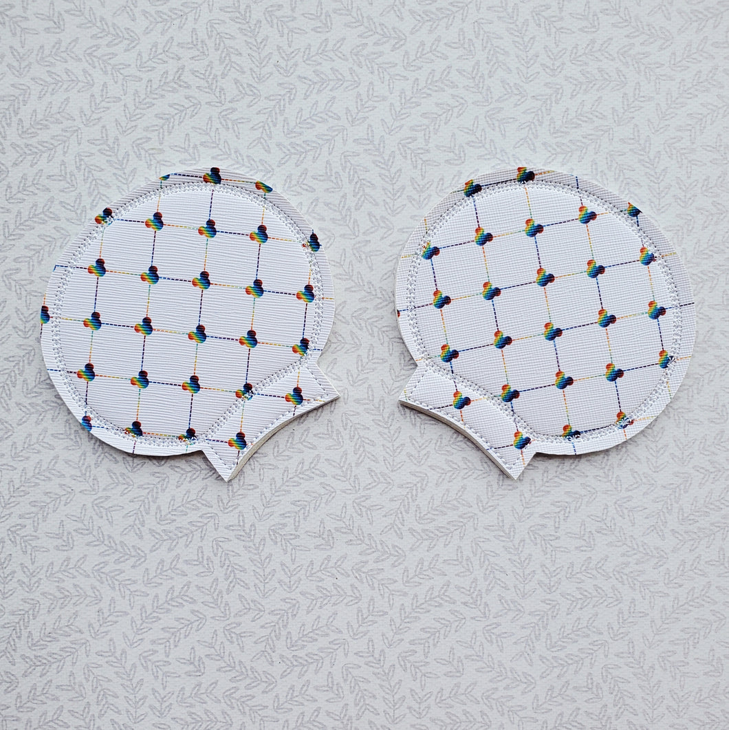 Quilted Rainbow Heads - White