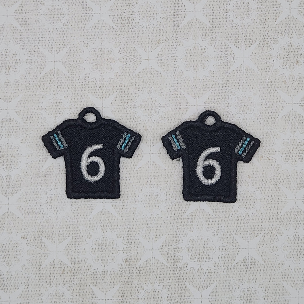 Football Jersey #6 - Black/Blue/Gray